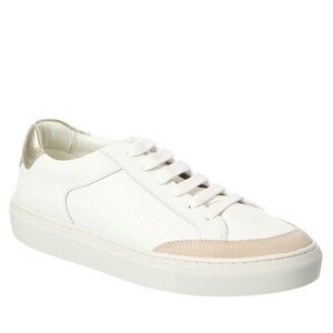 Reiss Ashley Leather and Suede White and Gold Low-Top Sneakers